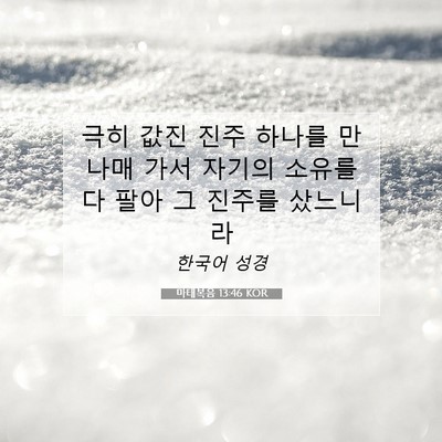 Picture 07 - 마태복음 13:46 KOR - 극히 값진 진주 하나를 만나매 가서 - Bible Verse Picture