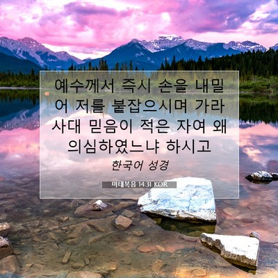 Picture 07 - 마태복음 14:31 KOR - 예수께서 즉시 손을 내밀어 저를 - Bible Verse Picture