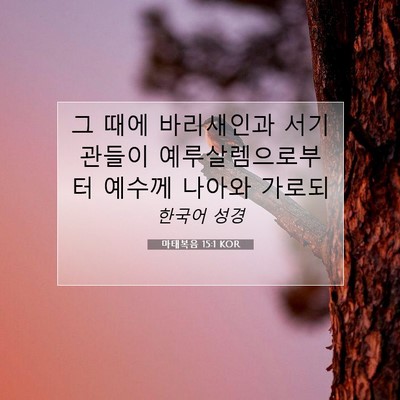 Picture 07 - 마태복음 15:1 KOR - 그 때에 바리새인과 서기관들이 - Bible Verse Picture