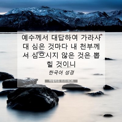 Picture 07 - 마태복음 15:13 KOR - 예수께서 대답하여 가라사대 심은 - Bible Verse Picture
