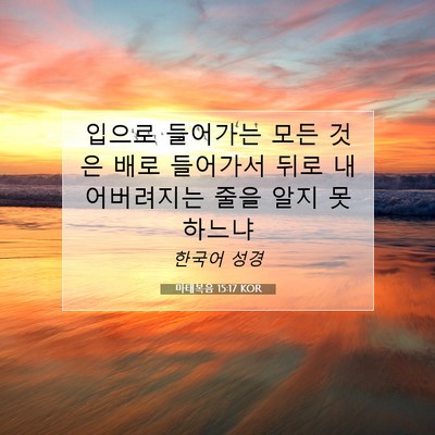 Picture 07 - 마태복음 15:17 KOR - 입으로 들어가는 모든 것은 배로 - Bible Verse Picture