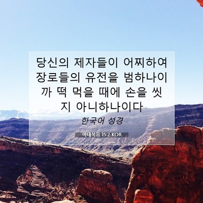 Picture 07 - 마태복음 15:2 KOR - 당신의 제자들이 어찌하여 장로들의 - Bible Verse Picture