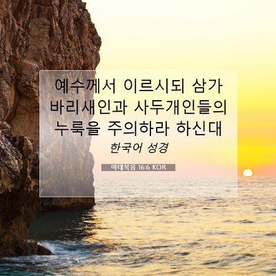 Picture 07 - 마태복음 16:6 KOR - 예수께서 이르시되 삼가 바리새인과 - Bible Verse Picture
