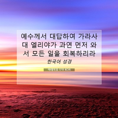 Picture 07 - 마태복음 17:11 KOR - 예수께서 대답하여 가라사대 - Bible Verse Picture