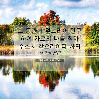 Picture 07 - 마태복음 18:29 KOR - 그 동관이 엎드리어 간구하여 가로되 - Bible Verse Picture
