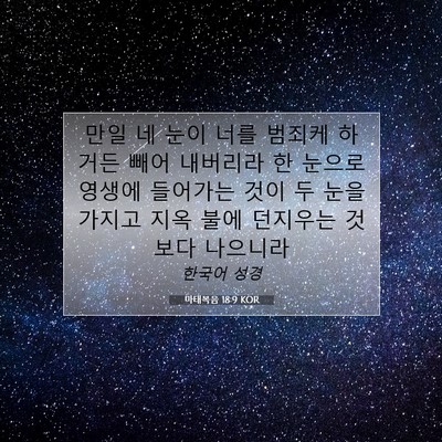 Picture 07 - 마태복음 18:9 KOR - 만일 네 눈이 너를 범죄케 하거든 - Bible Verse Picture