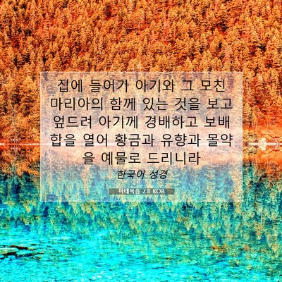 Picture 07 - 마태복음 2:11 KOR - 집에 들어가 아기와 그 모친 - Bible Verse Picture