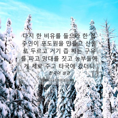 Picture 07 - 마태복음 21:33 KOR - 다시 한 비유를 들으라 한 집 주인이 - Bible Verse Picture