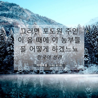 Picture 07 - 마태복음 21:40 KOR - 그러면 포도원 주인이 올 때에 이 - Bible Verse Picture