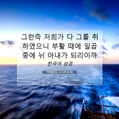 Picture 07 - 마태복음 22:28 KOR - 그런즉 저희가 다 그를 취하였으니 - Bible Verse Picture