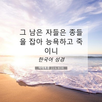 Picture 07 - 마태복음 22:6 KOR - 그 남은 자들은 종들을 잡아 - Bible Verse Picture