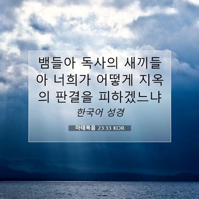 Picture 07 - 마태복음 23:33 KOR - 뱀들아 독사의 새끼들아 너희가 - Bible Verse Picture