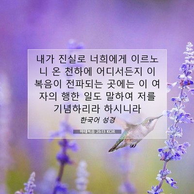 Picture 07 - 마태복음 26:13 KOR - 내가 진실로 너희에게 이르노니 온 - Bible Verse Picture