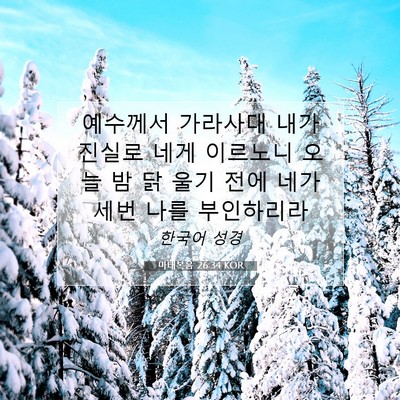 Picture 07 - 마태복음 26:34 KOR - 예수께서 가라사대 내가 진실로 네게 - Bible Verse Picture