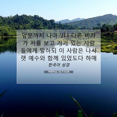 Picture 07 - 마태복음 26:71 KOR - 앞문까지 나아가니 다른 비자가 저를 - Bible Verse Picture