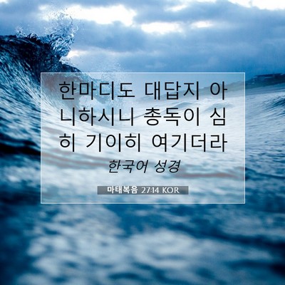 Picture 07 - 마태복음 27:14 KOR - 한마디도 대답지 아니하시니 총독이 - Bible Verse Picture