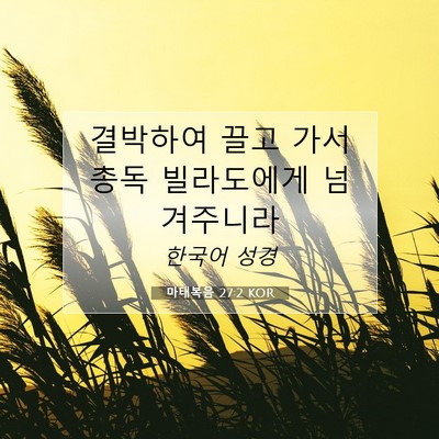 Picture 07 - 마태복음 27:2 KOR - 결박하여 끌고 가서 총독 빌라도에게 - Bible Verse Picture