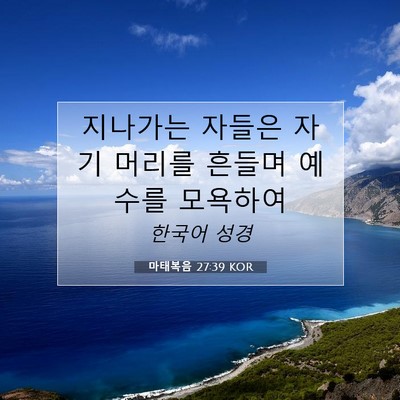 Picture 07 - 마태복음 27:39 KOR - 지나가는 자들은 자기 머리를 흔들며 - Bible Verse Picture