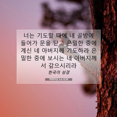 Picture 07 - 마태복음 6:6 KOR - 너는 기도할 때에 네 골방에 들어가 - Bible Verse Picture