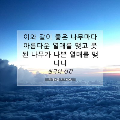 Picture 07 - 마태복음 7:17 KOR - 이와 같이 좋은 나무마다 아름다운 - Bible Verse Picture