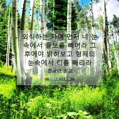 Picture 07 - 마태복음 7:5 KOR - 외식하는 자여 먼저 네 눈속에서 - Bible Verse Picture