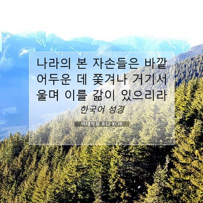 Picture 07 - 마태복음 8:12 KOR - 나라의 본 자손들은 바깥 어두운 데 - Bible Verse Picture
