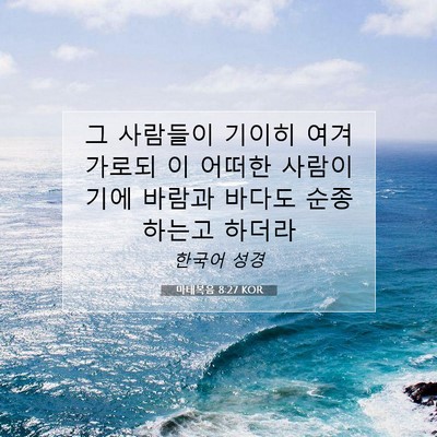 Picture 07 - 마태복음 8:27 KOR - 그 사람들이 기이히 여겨 가로되 이 - Bible Verse Picture