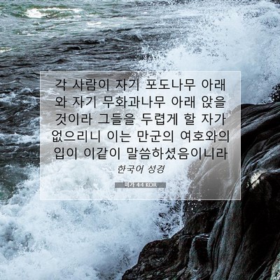 Picture 07 - 미가 4:4 KOR - 각 사람이 자기 포도나무 아래와 - Bible Verse Picture