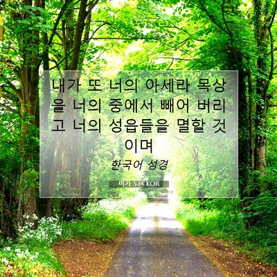 Picture 07 - 미가 5:14 KOR - 내가 또 너의 아세라 목상을 너의 - Bible Verse Picture