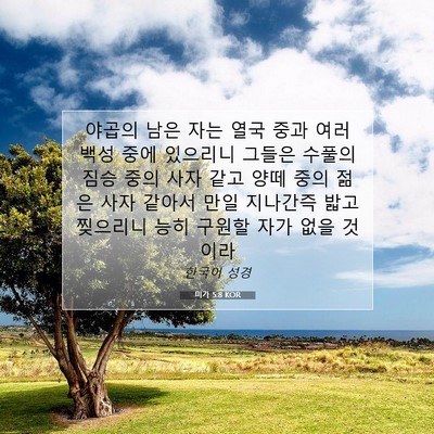 Picture 07 - 미가 5:8 KOR - 야곱의 남은 자는 열국 중과 여러 - Bible Verse Picture