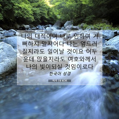 Picture 07 - 미가 7:8 KOR - 나의 대적이여 나로 인하여 기뻐하지 - Bible Verse Picture