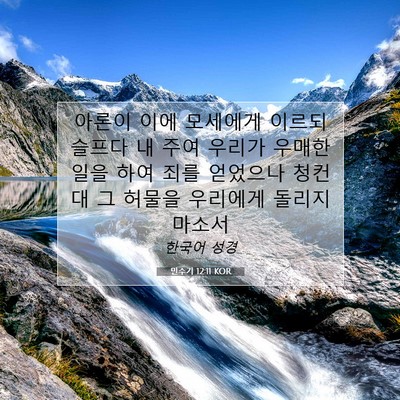 Picture 07 - 민수기 12:11 KOR - 아론이 이에 모세에게 이르되 슬프다 - Bible Verse Picture