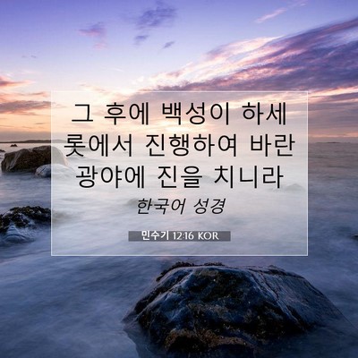 Picture 07 - 민수기 12:16 KOR - 그 후에 백성이 하세롯에서 진행하여 - Bible Verse Picture
