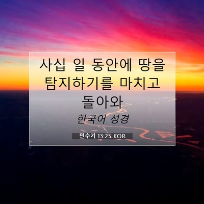 Picture 07 - 민수기 13:25 KOR - 사십 일 동안에 땅을 탐지하기를 - Bible Verse Picture