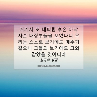 Picture 07 - 민수기 13:33 KOR - 거기서 또 네피림 후손 아낙 자손 - Bible Verse Picture