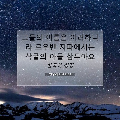 Picture 07 - 민수기 13:4 KOR - 그들의 이름은 이러하니라 르우벤 - Bible Verse Picture