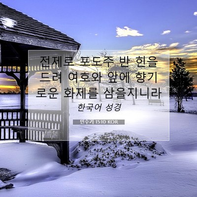 Picture 07 - 민수기 15:10 KOR - 전제로 포도주 반 힌을 드려 여호와 - Bible Verse Picture