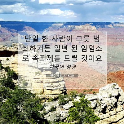 Picture 07 - 민수기 15:27 KOR - 만일 한 사람이 그릇 범죄하거든 - Bible Verse Picture
