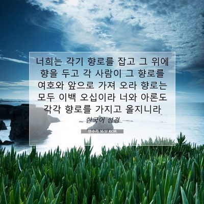 Picture 07 - 민수기 16:17 KOR - 너희는 각기 향로를 잡고 그 위에 - Bible Verse Picture