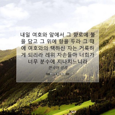 Picture 07 - 민수기 16:7 KOR - 내일 여호와 앞에서 그 향로에 불을 - Bible Verse Picture
