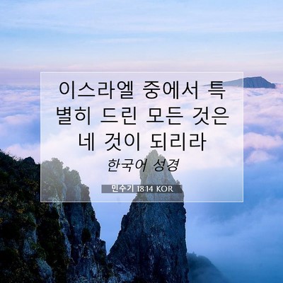 Picture 07 - 민수기 18:14 KOR - 이스라엘 중에서 특별히 드린 모든 - Bible Verse Picture