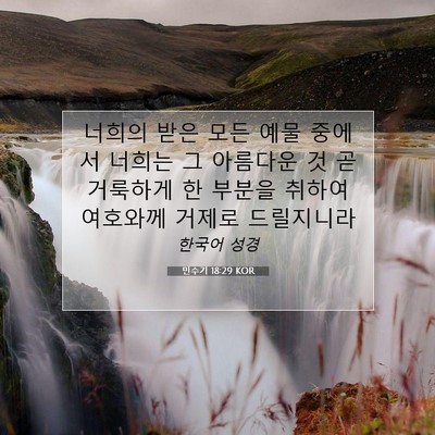 Picture 07 - 민수기 18:29 KOR - 너희의 받은 모든 예물 중에서 - Bible Verse Picture