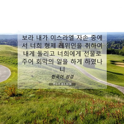 Picture 07 - 민수기 18:6 KOR - 보라 내가 이스라엘 자손 중에서 - Bible Verse Picture
