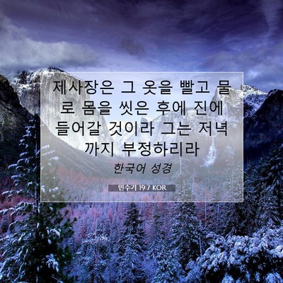 Picture 07 - 민수기 19:7 KOR - 제사장은 그 옷을 빨고 물로 몸을 - Bible Verse Picture