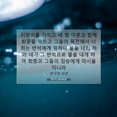 Picture 07 - 민수기 20:8 KOR - 지팡이를 가지고 네 형 아론과 함께 - Bible Verse Picture