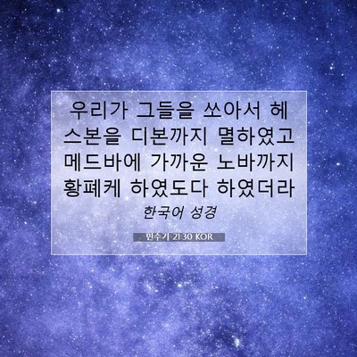 Picture 07 - 민수기 21:30 KOR - 우리가 그들을 쏘아서 헤스본을 - Bible Verse Picture