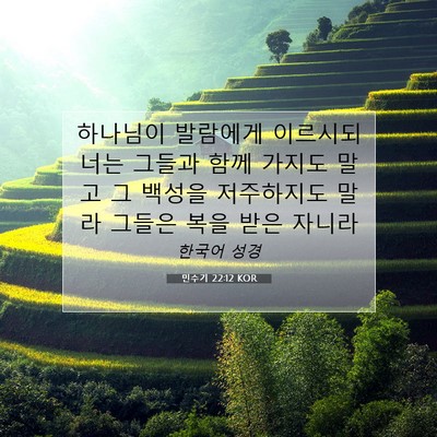 Picture 07 - 민수기 22:12 KOR - 하나님이 발람에게 이르시되 너는 - Bible Verse Picture