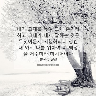 Picture 07 - 민수기 22:17 KOR - 내가 그대를 높여 크게 존귀케 하고 - Bible Verse Picture