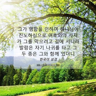 Picture 07 - 민수기 22:22 KOR - 그가 행함을 인하여 하나님이 - Bible Verse Picture