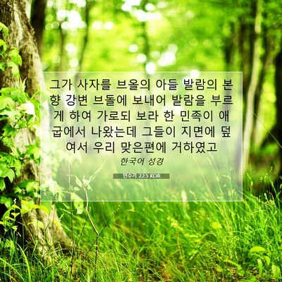 Picture 07 - 민수기 22:5 KOR - 그가 사자를 브올의 아들 발람의 - Bible Verse Picture